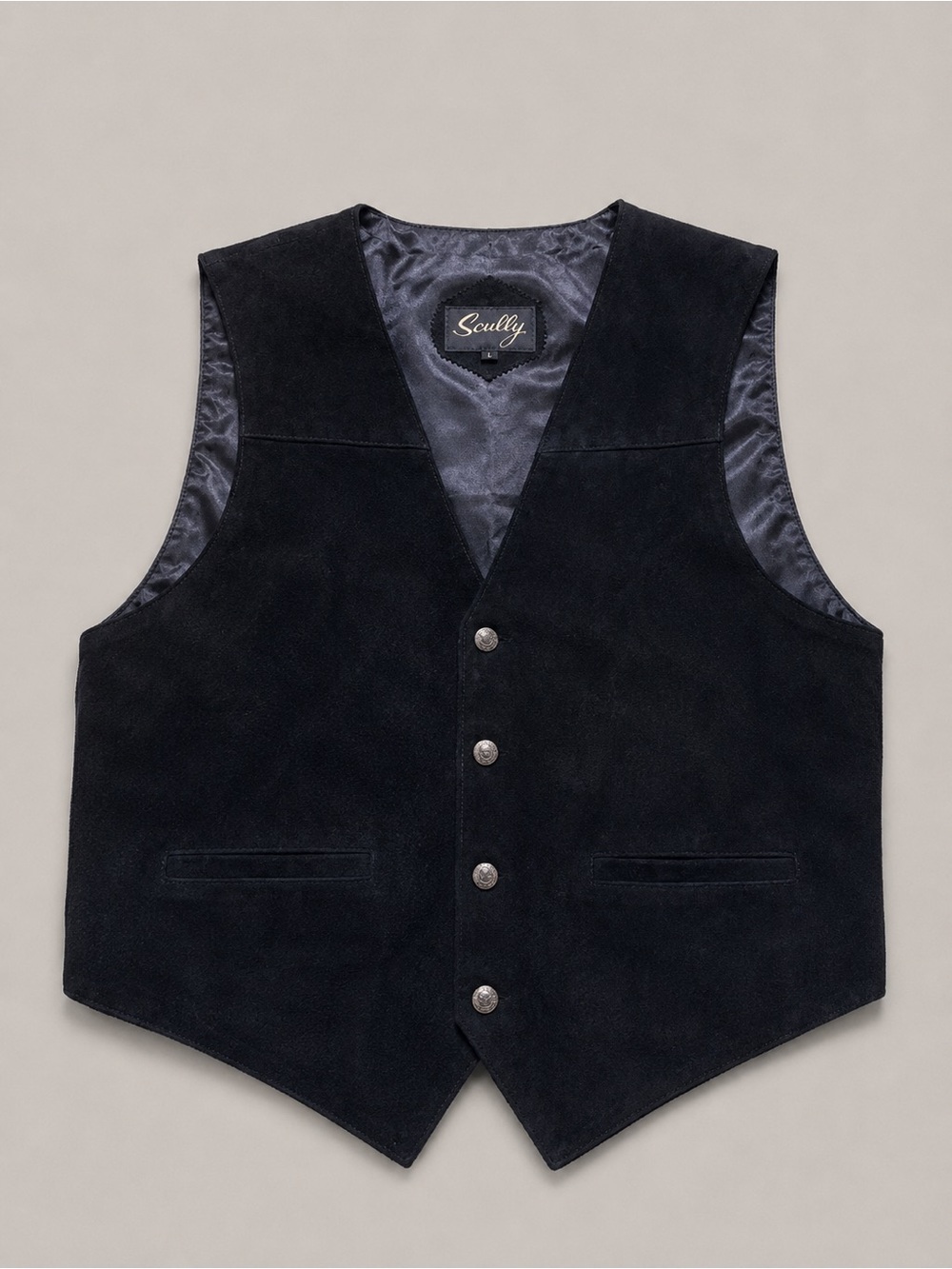 Scully Black Suede Vest with Satin Lining